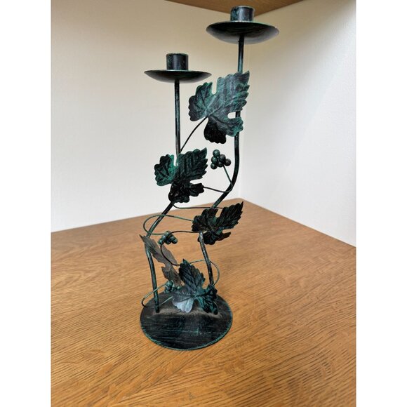 Metal Grapevine Candle Holder With Dual Taper Holders 13" Tall - Picture 2 of 9